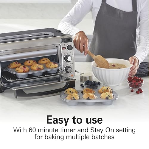 Hamilton Beach 2-in-1 Countertop Toaster Oven and Long Slot 2 Slice Toaster, 60 Minute Timer and Automatic Shut Off, Shade Selector, Stainless Steel (31156) - My Kitchen Products