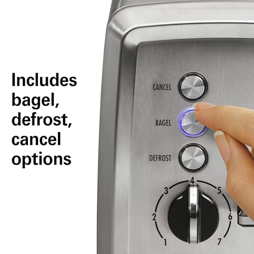Hamilton Beach 2 Slice Toaster with Extra-Wide Slots, Bagel Setting, Toast Boost, Slide-Out Crumb Tray, Auto-Shutoff & Cancel Button, Defrost Function, Stainless Steel (22794) - My Kitchen Products
