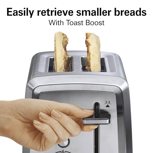 Hamilton Beach 2 Slice Toaster with Extra-Wide Slots, Bagel Setting, Toast Boost, Slide-Out Crumb Tray, Auto-Shutoff & Cancel Button, Defrost Function, Stainless Steel (22794) - My Kitchen Products