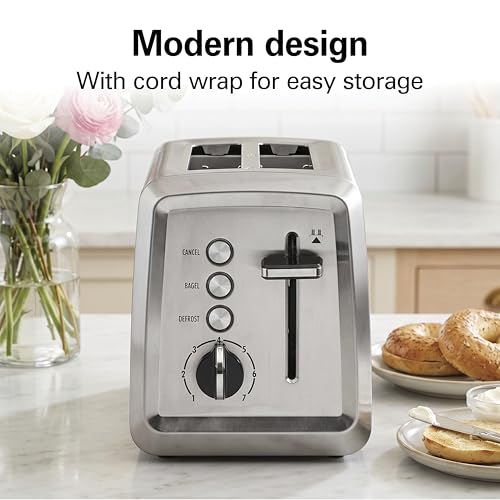 Hamilton Beach 2 Slice Toaster with Extra-Wide Slots, Bagel Setting, Toast Boost, Slide-Out Crumb Tray, Auto-Shutoff & Cancel Button, Defrost Function, Stainless Steel (22794) - My Kitchen Products