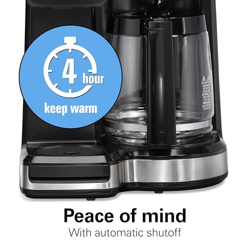 Hamilton Beach 2-Way 12 Cup Programmable Drip Hot and Iced Coffee Maker & Single Serve Coffee Machine, AquaFlow Showerhead, Glass Carafe, Auto Pause and Pour, Black (47500J) - My Kitchen Products