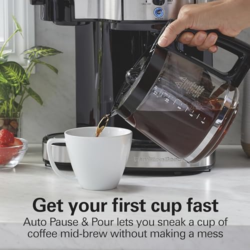 Hamilton Beach 2-Way Programmable Coffee Maker, 12 Cup Glass Carafe And Single Serve Coffee Maker, Black with Stainless Steel Accents, 49980RG - My Kitchen Products