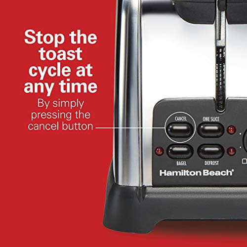 Hamilton Beach 24782 Retro Toaster with Wide Slots, Sure-Toast echnology, Bagel & Defrost Settings, Auto Boost to Lift Smaller Breads, 4 Slice, Polished Stainless Steel - My Kitchen Products