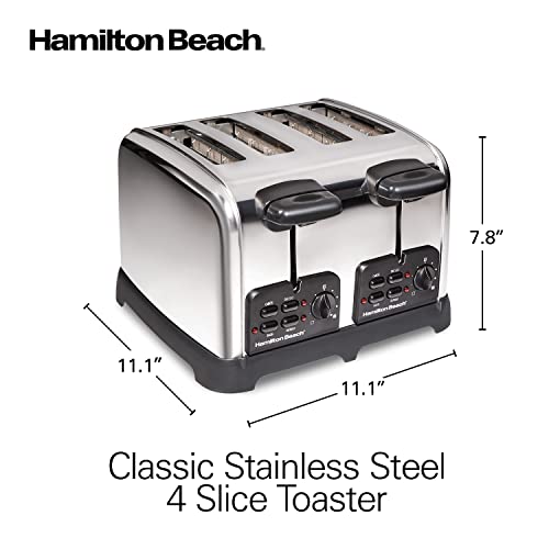 Hamilton Beach 24782 Retro Toaster with Wide Slots, Sure-Toast echnology, Bagel & Defrost Settings, Auto Boost to Lift Smaller Breads, 4 Slice, Polished Stainless Steel - My Kitchen Products