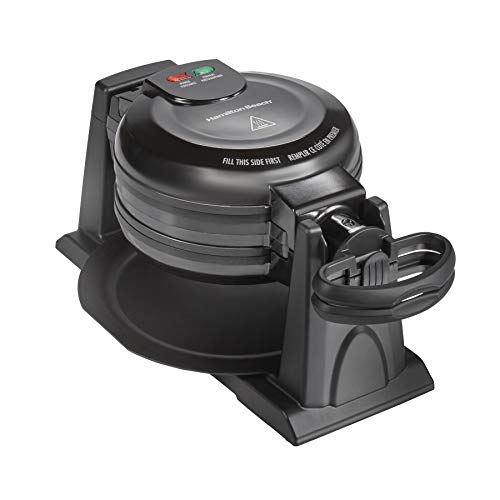 Hamilton Beach 26201 Belgian Waffle Maker with Removable Nonstick Plates, Double Flip, Makes 2 at Once, Black - My Kitchen Products