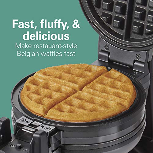 Hamilton Beach 26201 Belgian Waffle Maker with Removable Nonstick Plates, Double Flip, Makes 2 at Once, Black - My Kitchen Products