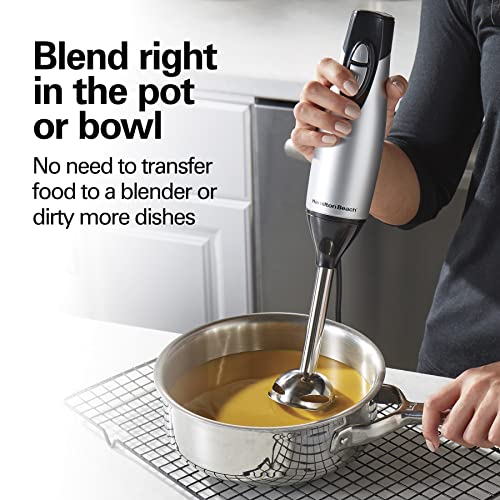 Hamilton Beach 4-in-1 Electric Immersion Hand Blender with Handheld Blending Stick, Whisk + 3-Cup Food & Vegetable Chopper Bowl, 2-Speeds, 225 Watts, Silver and Stainless Steel (59765) - My Kitchen Products