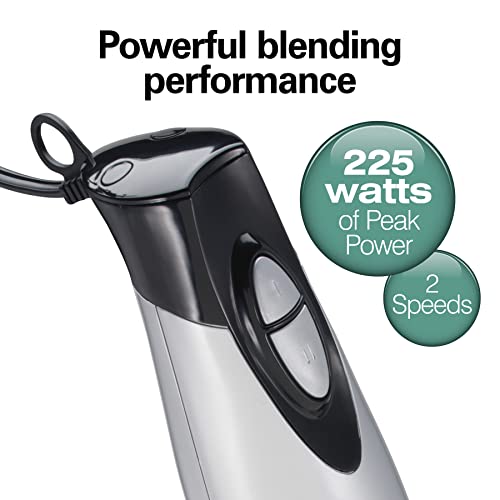 Hamilton Beach 4-in-1 Electric Immersion Hand Blender with Handheld Blending Stick, Whisk + 3-Cup Food & Vegetable Chopper Bowl, 2-Speeds, 225 Watts, Silver and Stainless Steel (59765) - My Kitchen Products