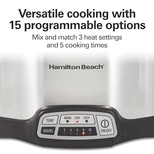 Hamilton Beach 4 Quart Programmable Slow Cooker with Flexible Easy Programming, 5 Cooking Times, Dishwasher-Safe Crock & Lid, Silver (33443) - My Kitchen Products