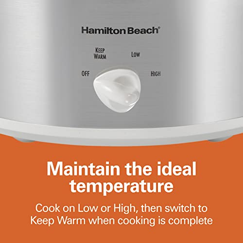 Hamilton Beach 4-Quart Slow Cooker with 3 Cooking Settings, Dishwasher-Safe Stoneware Crock & Glass Lid, Stainless Steel (33140G) - My Kitchen Products