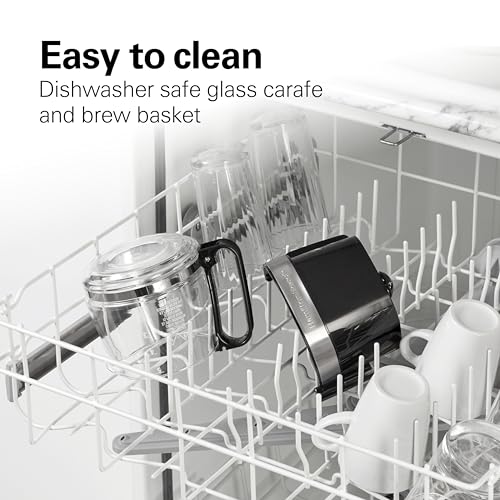 Hamilton Beach 5 Cup Drip Coffee Maker with Easy FrontFill Basket, Compact Design, Works with Smart Plugs, Glass Carafe, Auto Pause and Pour, Black & Stainless Steel (46112) - My Kitchen Products