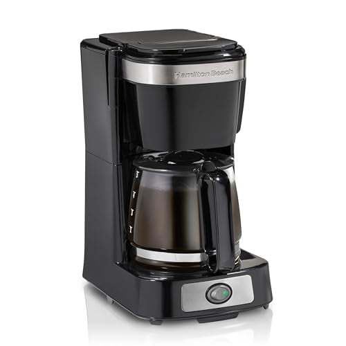 Hamilton Beach 5 Cup Drip Coffee Maker with Easy FrontFill Basket, Compact Design, Works with Smart Plugs, Glass Carafe, Auto Pause and Pour, Black & Stainless Steel (46112) - My Kitchen Products