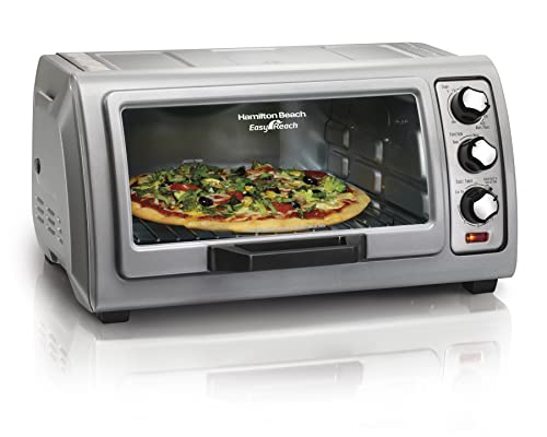 Hamilton Beach 6 Slice Countertop Toaster Oven With Easy Reach Roll-Top Door, Bake, Broil & Toast Functions, Auto Shutoff, Silver (31127D) - My Kitchen Products