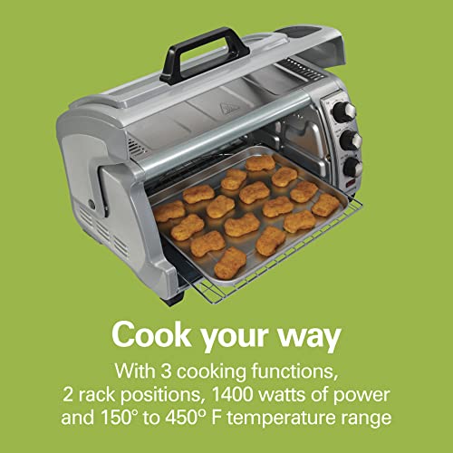 Hamilton Beach 6 Slice Countertop Toaster Oven With Easy Reach Roll-Top Door, Bake, Broil & Toast Functions, Auto Shutoff, Silver (31127D) - My Kitchen Products