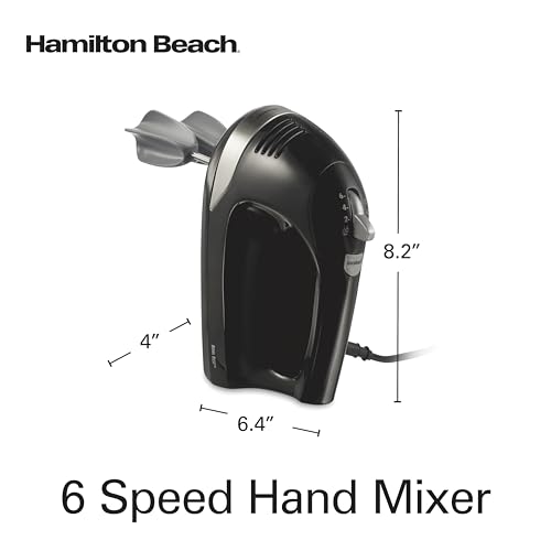 Hamilton Beach 6-Speed Electric Hand Mixer with Whisk, Dough Hooks and Easy Clean Beaters, Powerful 275 Watt Motor, Snap-On Storage Case, Black - My Kitchen Products