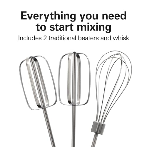 Hamilton Beach 6-Speed Electric Hand Mixer with Whisk, Traditional Beaters, Snap-On Storage Case, 250 Watts, White - My Kitchen Products
