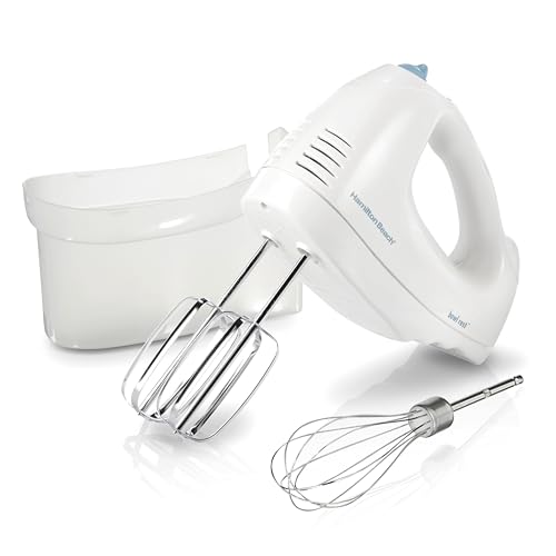 Hamilton Beach 6-Speed Electric Hand Mixer with Whisk, Traditional Beaters, Snap-On Storage Case, 250 Watts, White - My Kitchen Products