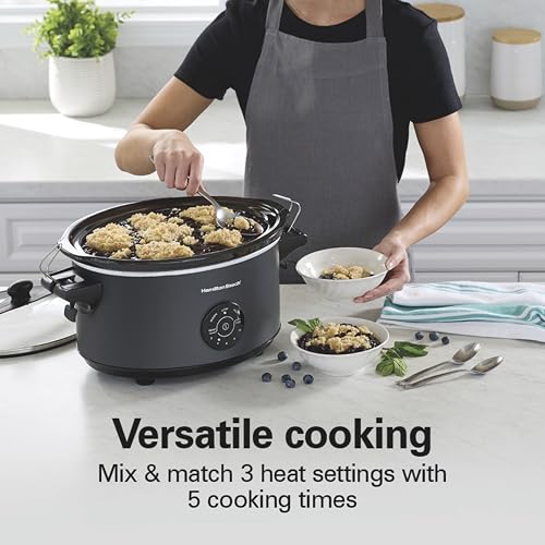 Hamilton Beach 7 Quart Stay or Go Portable Programmable Slow Cooker, 15 Cooking Options, Large Dishwasher Safe Stoneware Crock, Clip-Tight Glass Lid For Easy Travel, Black (33771) - My Kitchen Products