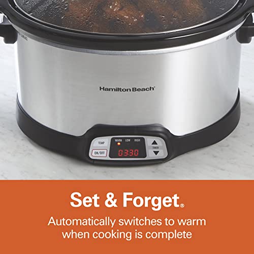 Hamilton Beach 8 Quart Programmable Slow Cooker with Three Temperature Settings, Dishwasher Safe Crock and Lid, Silver (33480) - My Kitchen Products