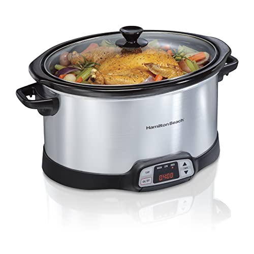 Hamilton Beach 8 Quart Programmable Slow Cooker with Three Temperature Settings, Dishwasher Safe Crock and Lid, Silver (33480) - My Kitchen Products