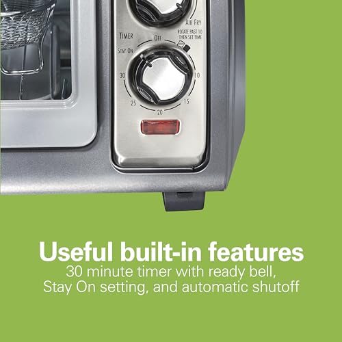 Hamilton Beach Air Fryer Toaster Oven Combo with Large Capacity, Fits 6 Slices or 12” Pizza, 4 Cooking Functions for Convection, Bake, Broil, Roll-Top Door, Easy Reach Sure-Crisp, Stainless Steel - My Kitchen Products