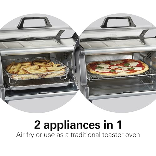 Hamilton Beach Air Fryer Toaster Oven Combo with Large Capacity, Fits 6 Slices or 12” Pizza, 4 Cooking Functions for Convection, Bake, Broil, Roll-Top Door, Easy Reach Sure-Crisp, Stainless Steel - My Kitchen Products