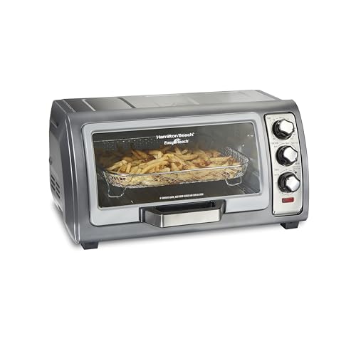 Hamilton Beach Air Fryer Toaster Oven Combo with Large Capacity, Fits 6 Slices or 12” Pizza, 4 Cooking Functions for Convection, Bake, Broil, Roll-Top Door, Easy Reach Sure-Crisp, Stainless Steel - My Kitchen Products