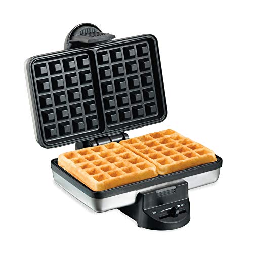 Hamilton Beach Belgian Mini Waffle Maker with Shade Control, Makes 2 at Once, Create Personalized Keto Chaffles and Hash Browns, PFAS-Free Non-Stick Plates, Compact Design, Stainless Steel (26009) - My Kitchen Products