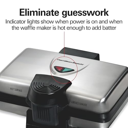 Hamilton Beach Belgian Mini Waffle Maker with Shade Control, Makes 2 at Once, Create Personalized Keto Chaffles and Hash Browns, PFAS-Free Non-Stick Plates, Compact Design, Stainless Steel (26009) - My Kitchen Products