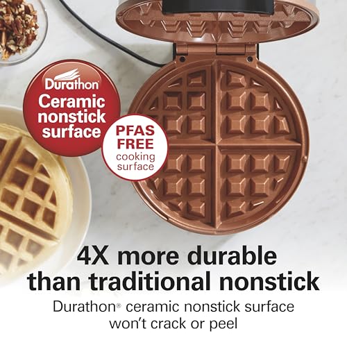 Hamilton Beach Belgian Waffle Maker with PFAS-Free Non-Stick Ceramic-Coated Plates, Browning Control, Indicator Lights, Stainless Steel (26081) - My Kitchen Products