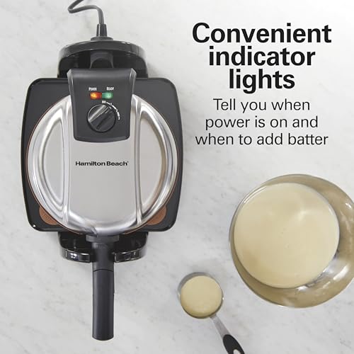 Hamilton Beach Belgian Waffle Maker with Removable PFAS-Free Durathon Nonstick Coated Plates, Easy Flip, Ceramic Grids, Black (26031) - My Kitchen Products