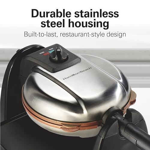 Hamilton Beach Belgian Waffle Maker with Removable PFAS-Free Durathon Nonstick Coated Plates, Easy Flip, Ceramic Grids, Black (26031) - My Kitchen Products