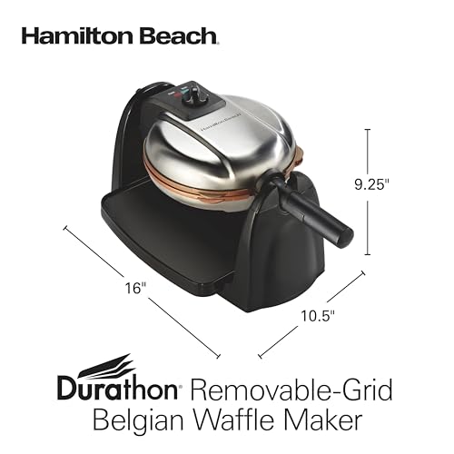 Hamilton Beach Belgian Waffle Maker with Removable PFAS-Free Durathon Nonstick Coated Plates, Easy Flip, Ceramic Grids, Black (26031) - My Kitchen Products