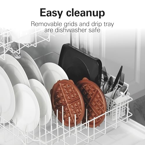 Hamilton Beach Belgian Waffle Maker with Removable PFAS-Free Durathon Nonstick Coated Plates, Easy Flip, Ceramic Grids, Black (26031) - My Kitchen Products