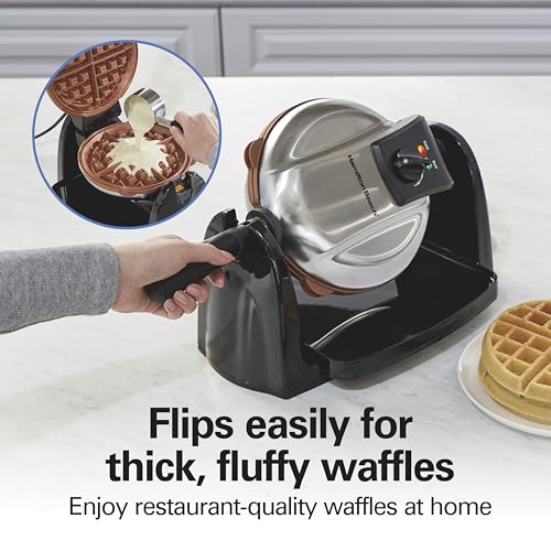 Hamilton Beach Belgian Waffle Maker with Removable PFAS-Free Durathon Nonstick Coated Plates, Easy Flip, Ceramic Grids, Black (26031) - My Kitchen Products