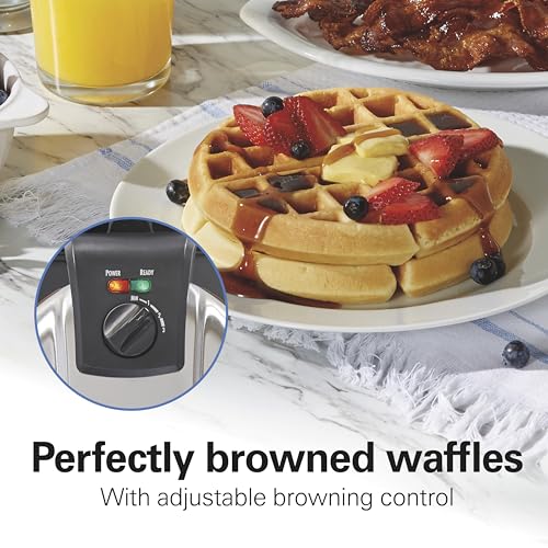 Hamilton Beach Belgian Waffle Maker with Removable PFAS-Free Durathon Nonstick Coated Plates, Easy Flip, Ceramic Grids, Black (26031) - My Kitchen Products
