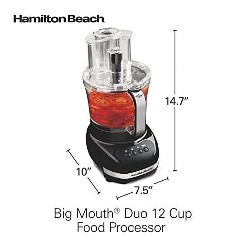 Hamilton Beach Big Mouth Duo Plus 12 Cup Food Processor & Vegetable Chopper with Additional Mini 4 Cup Bowl, Black (70580) - My Kitchen Products