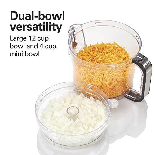 Hamilton Beach Big Mouth Duo Plus 12 Cup Food Processor & Vegetable Chopper with Additional Mini 4 Cup Bowl, Black (70580) - My Kitchen Products