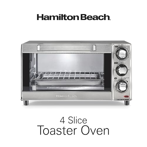 Hamilton Beach Countertop Toaster Oven & Pizza Maker Large 4-Slice Capacity, Stainless Steel (31401) - My Kitchen Products