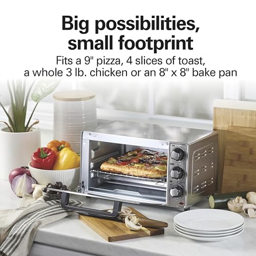 Hamilton Beach Countertop Toaster Oven & Pizza Maker Large 4-Slice Capacity, Stainless Steel (31401) - My Kitchen Products