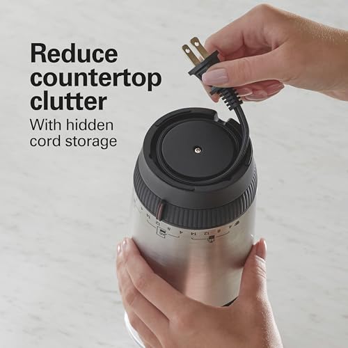 Hamilton Beach Custom Grind Electric Coffee Grinder for 4-14 Cups, One-Press Hand-Free Operation with Auto Shutoff, Removable Grinding Bowl For Easy Pour and Clean, Stainless Steel (80406) - My Kitchen Products