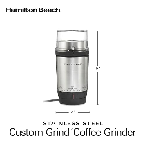 Hamilton Beach Custom Grind Electric Coffee Grinder for 4-14 Cups, One-Press Hand-Free Operation with Auto Shutoff, Removable Grinding Bowl For Easy Pour and Clean, Stainless Steel (80406) - My Kitchen Products