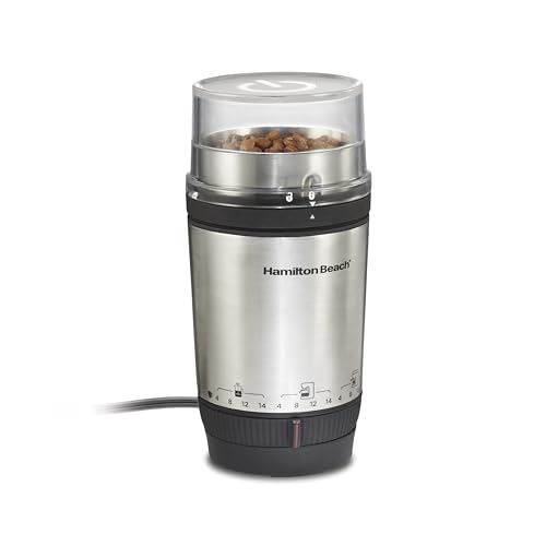 Hamilton Beach Custom Grind Electric Coffee Grinder for 4-14 Cups, One-Press Hand-Free Operation with Auto Shutoff, Removable Grinding Bowl For Easy Pour and Clean, Stainless Steel (80406) - My Kitchen Products