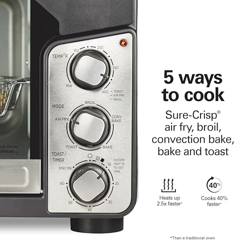 Hamilton Beach Easy View XL Toaster Oven with Sure-Crisp® Air Fry, 6 Slice Capacity, Black with Stainless Steel Accents, R31460 (Renewed) - My Kitchen Products