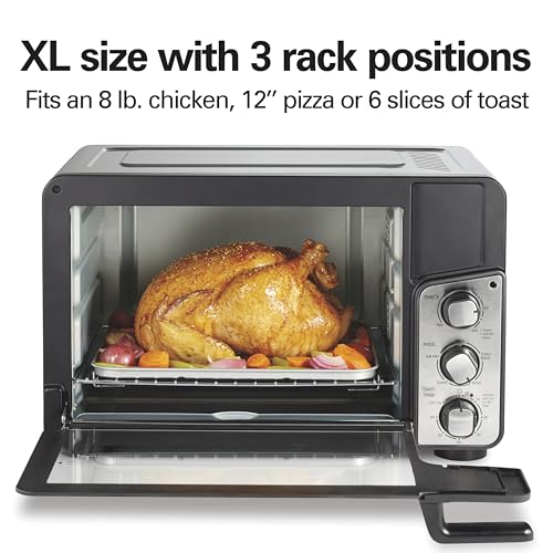 Hamilton Beach Easy View XL Toaster Oven with Sure-Crisp® Air Fry, 6 Slice Capacity, Black with Stainless Steel Accents, R31460 (Renewed) - My Kitchen Products