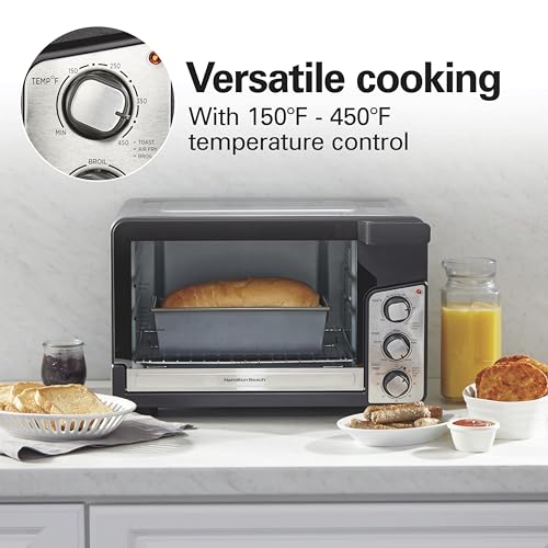 Hamilton Beach Easy View XL Toaster Oven with Sure-Crisp® Air Fry, 6 Slice Capacity, Black with Stainless Steel Accents, R31460 (Renewed) - My Kitchen Products