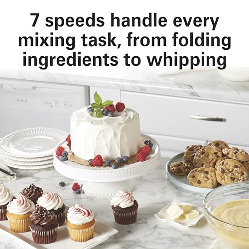 Hamilton Beach Electric Stand Mixer, 4 Quarts, Dough Hook, Flat Beater Attachments, Splash Guard 7 Speeds with Whisk, Black - My Kitchen Products