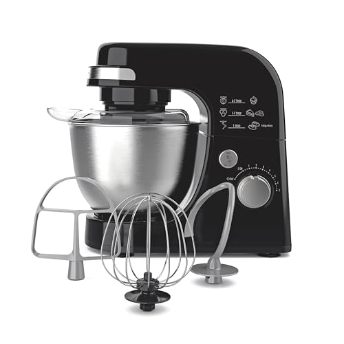 Hamilton Beach Electric Stand Mixer, 4 Quarts, Dough Hook, Flat Beater Attachments, Splash Guard 7 Speeds with Whisk, Black - My Kitchen Products