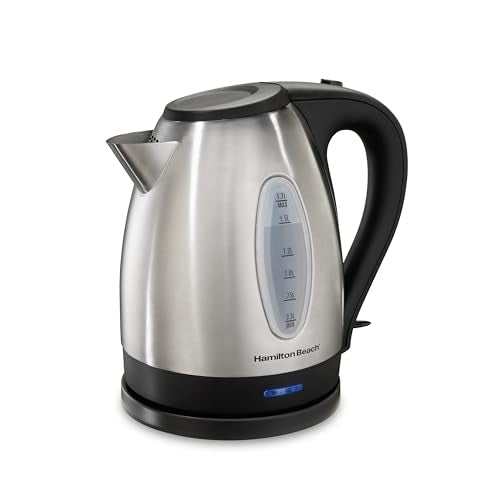 Hamilton Beach Electric Tea Kettle, Water Boiler & Heater, 1.7 Liter, Cordless Serving, 1500 Watts for Fast Boiling, Auto-Shutoff and Boil-Dry Protection, Stainless Steel (40880) - My Kitchen Products