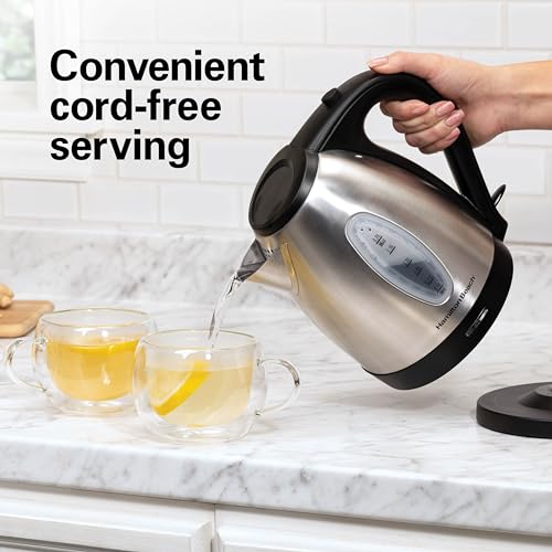 Hamilton Beach Electric Tea Kettle, Water Boiler & Heater, 1.7 Liter, Cordless Serving, 1500 Watts for Fast Boiling, Auto-Shutoff and Boil-Dry Protection, Stainless Steel (40880) - My Kitchen Products